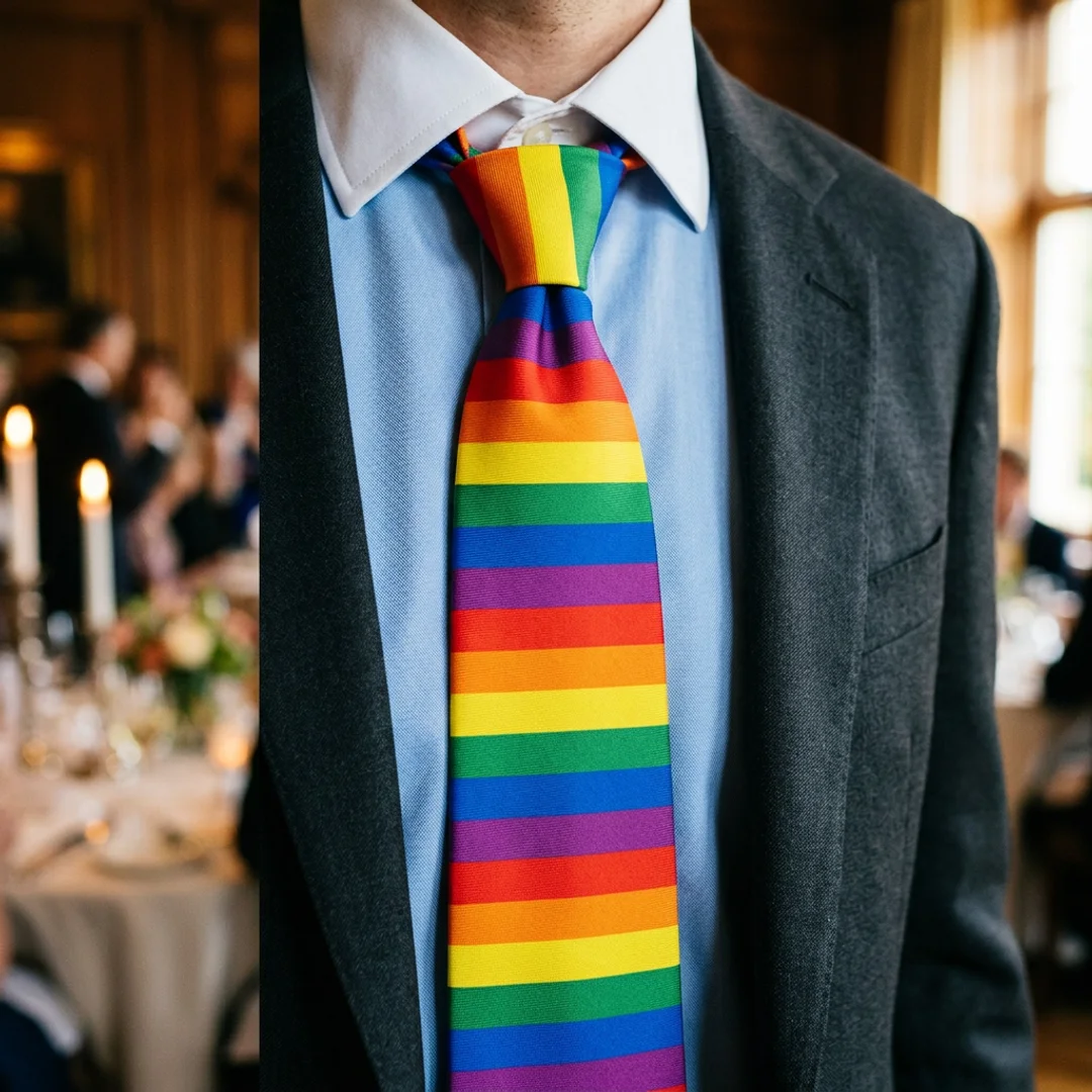 Rainbow pride necktie with classic six-stripe colorway